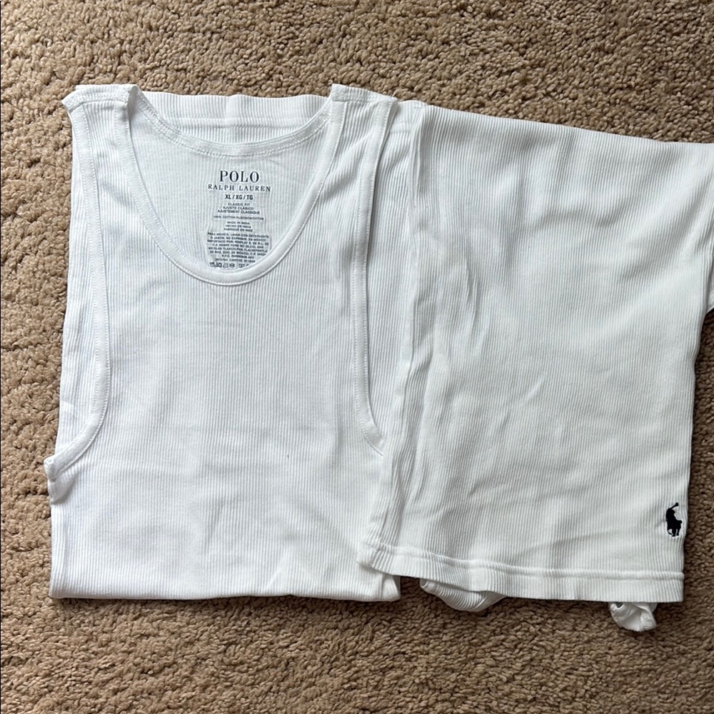 Polo by Ralph Lauren White Ribbed Tanks